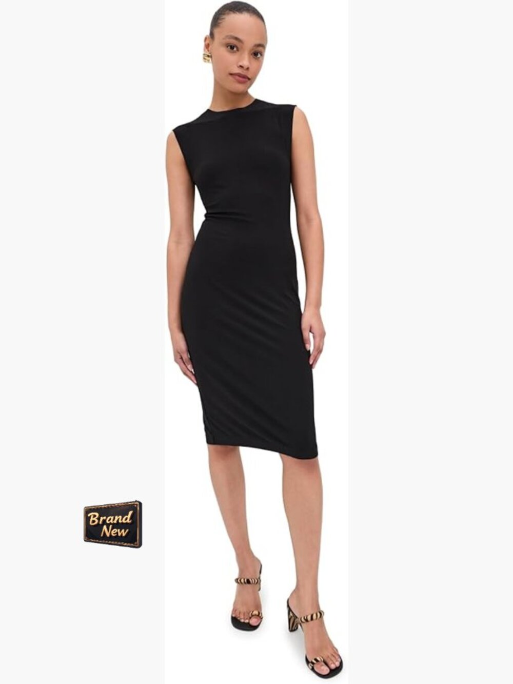 Sleeveless Bodycon Dress Knee Length Crew Neck